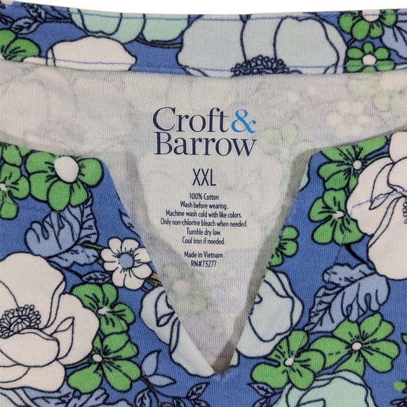 Set of Two Croft & Barrow Blue Short Sleeve Floral Tops Size XXL - Picture 7 of 7